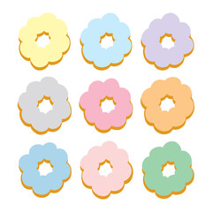 Pastel colors set mochi donuts