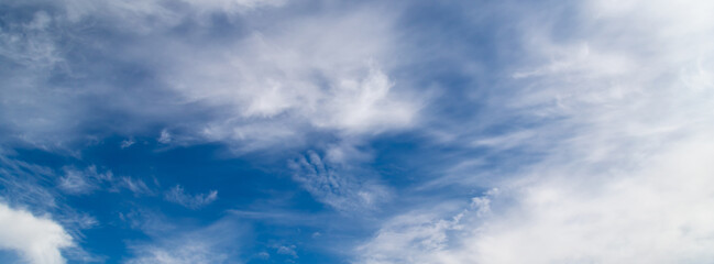 Banner blue sky cirrus clouds.