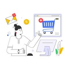 An amazing flat illustration of shopping app 