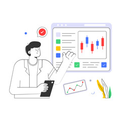 A trendy flat illustration of stock exchange 