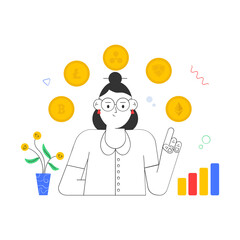 Cryptocurrency investment flat illustration is handy and scalable 