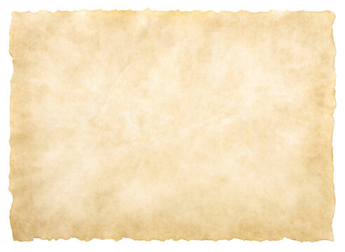 old parchment paper sheet vintage aged or texture isolated on white background