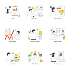 Pack of Business Analysis Flat Illustrations 

