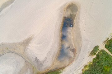aerial drone view of an empty beach in the early morning, north Portugal