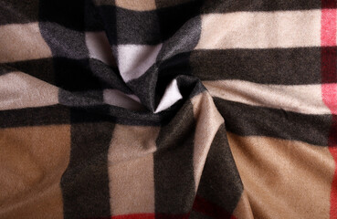 cashmere shawl, tippet, checkered scarf. Women's accessory, gift souvenir. Background for text