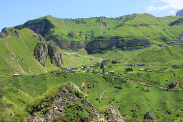 Fototapeta premium Small village in the beautiful mountains.