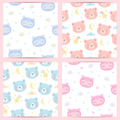 seamless pattern with funny animals for babies. vector illustration in pastel colors