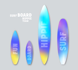 Set of blurred prints on surfboards