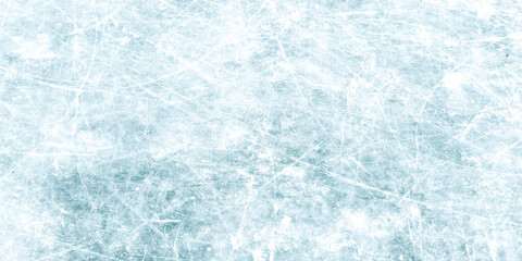 Natural snowy ice texture with scratches, space for text, ideas. Holiday winter background, long...