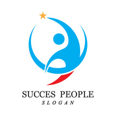 succes people logo vector and illustration