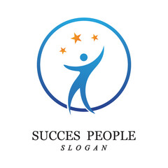 succes people logo vector and illustration