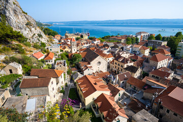 Naklejka na ściany i meble view on Omis old town in Dalmatia in Croatia
