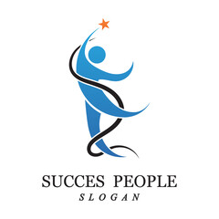 Fototapeta premium succes people logo vector and illustration