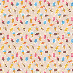 Different types of ice cream seamless pattern for textile and wrapping paper design