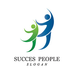 succes people logo vector and illustration
