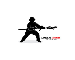 Silhouette of a firefighter's logo