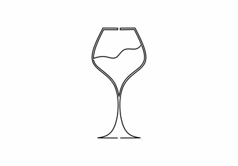 simple line wine glass logo icon isolated on white background