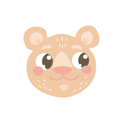 Cute bear head. Vector hand drawn cartoon illustration.