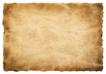 old parchment paper sheet vintage aged or texture isolated on white background