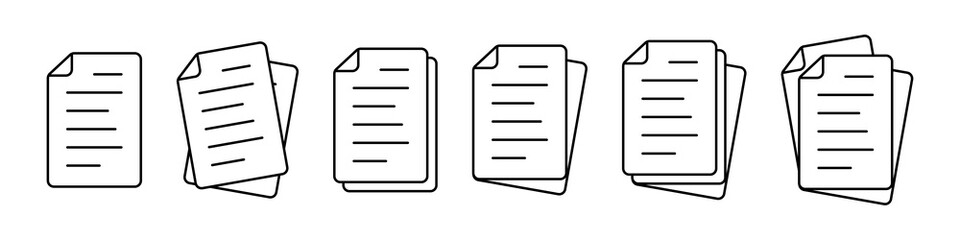 Documents icon set line style
