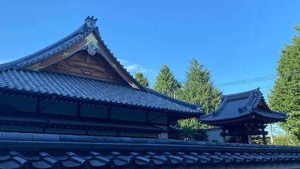 Naklejka premium “Saikyoji” temple at “Todaimae”, ancient landmark with Edo period architecture style. Shot taken year 2022 July 29th, Tokyo Japan