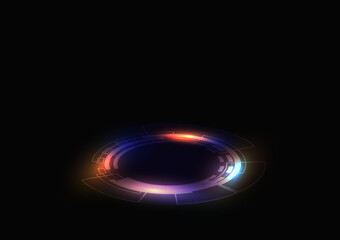 Abstract modern circle light  ring technology effect on black background vector illustration.