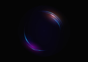 Abstract modern circle light  ring technology effect on black background vector illustration.