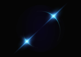 Abstract modern circle light, ring technology effect on black background vector illustration.