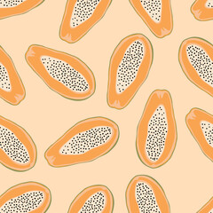 Papaya boho style vector illustration. Minimalist style illustration