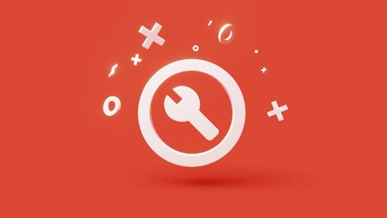 Maintenance 3d icon on a simple red background 4k