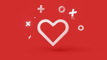 Heart 3d icon on a simple red background 4k