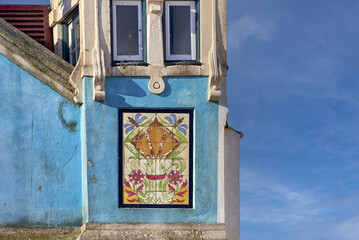 09 October 2016 : detail of facade of the museum de Arte Nova de Aveiro in Aveiro, Portugal
