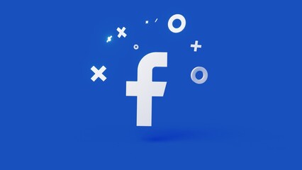 Facebook 3d icon on a simple blue background 4k