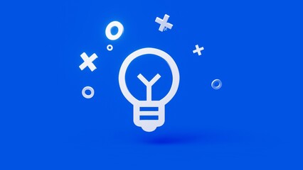 Lightbulb 3d icon on a simple blue background 4k