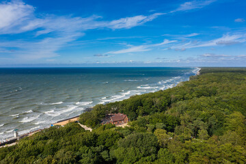 The beach of the Baltic Sea, view from a drone