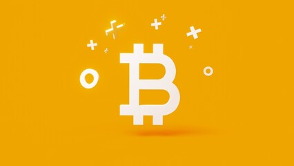 Obraz premium Bitcoin 3d icon on a simple yellow background 4k