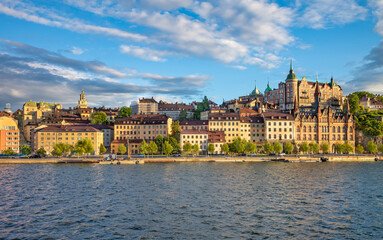 Fototapeta na wymiar Panoramic view of Sodermalm island - the part of Stockholm Old Town (Gamla Stan), Sweden.