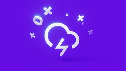 Lightning 3d icon on a simple purple background 4k
