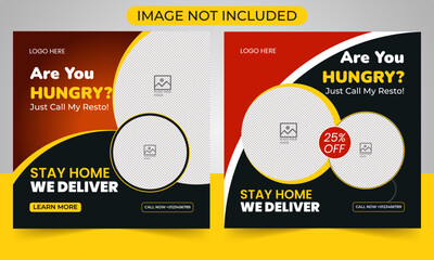 Editable social media promotion and banner post design template, Delicious burger, Junk Food, Chicken and Fast food template for restaurant, Healthy and tasty food banner, Restaurant offer menu Flyer