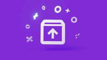 Upload 3d icon on a simple purple background 4k