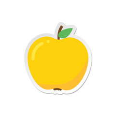Ripe Apple clipart icon with leaf. Sticker vector illustration