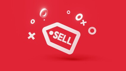 Sale 3d icon on a simple red background 4k
