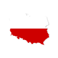 Vector Poland flag. Political map of Poland with  flag map isolated on white background.  Symbol of Poland, template for banner, advertising, commercial. Poland flag .