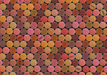 Collection of different wine corks, flat lay