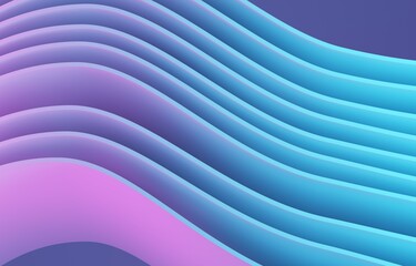 Pink blue background with volumetric stripes, abstract background, 3d render