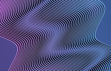 Purple abstract background with wavy lines, motion dynamics, geometric background, 3d render