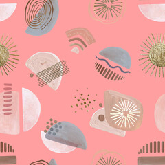Abstract modern seamless pattern. Simple shapes on background.