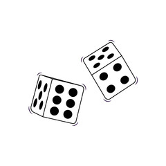 Dice Outline Icon Illustration on White Background