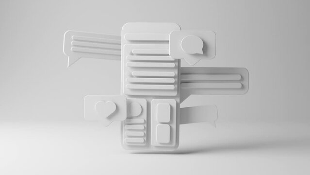 White 3D cartoon Mobile Interface Loop Animation