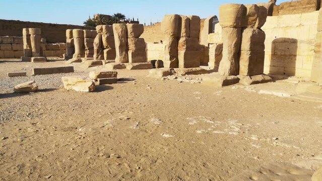 Temple of Ramses II in Abydos, Egypt. House of Ramses Meri-Amon, dedicated to Osiris in Egypt